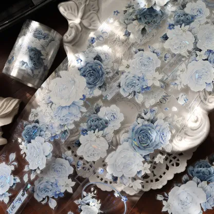 YIER Studio Blue Rose Theme PET Washi Tape 1.97*196.85 inch