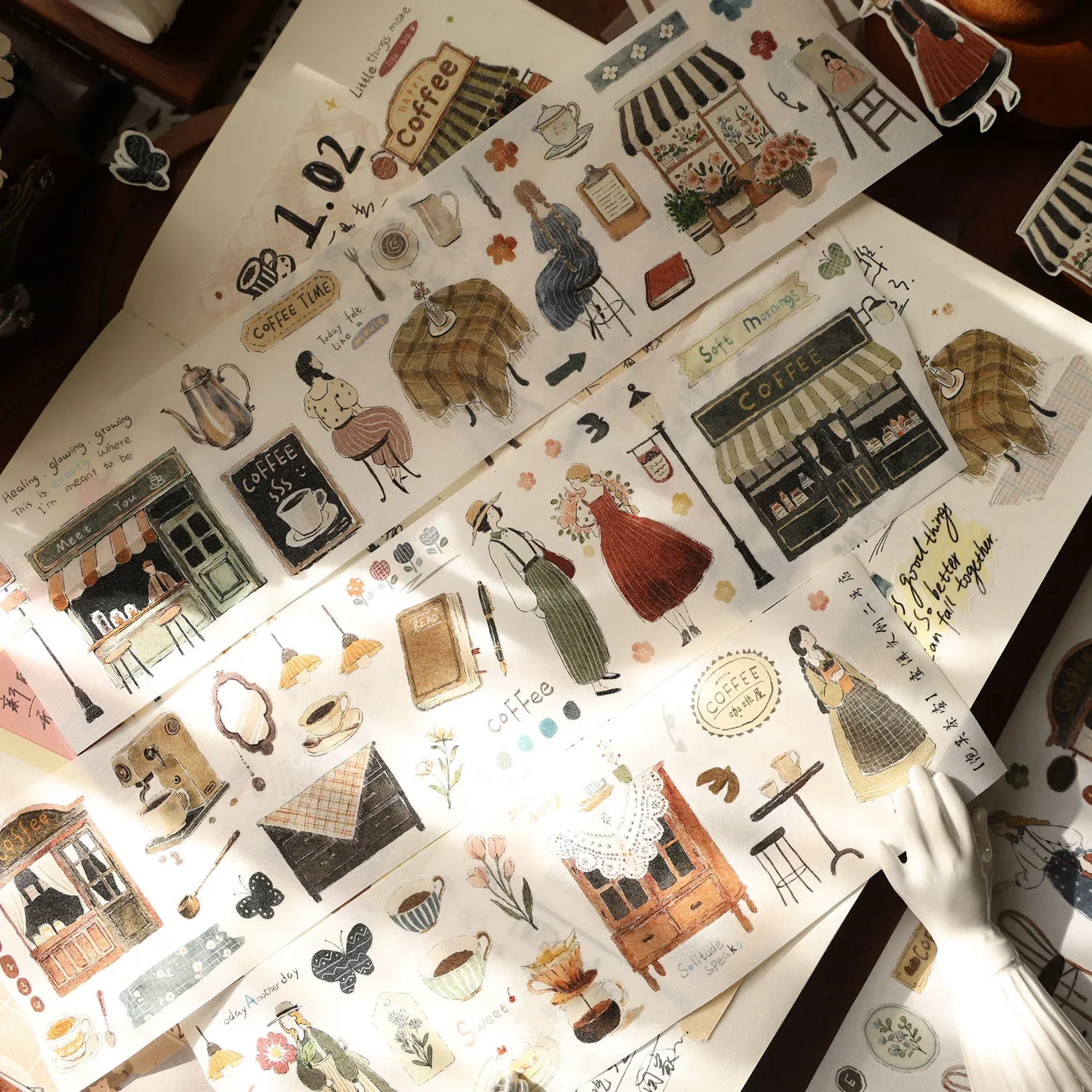 YIER Studio coffee shop Theme PET Washi Tape 2.36*196.85 inch