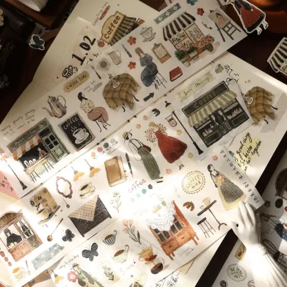 YIER Studio coffee shop Theme PET Washi Tape 2.36*196.85 inch