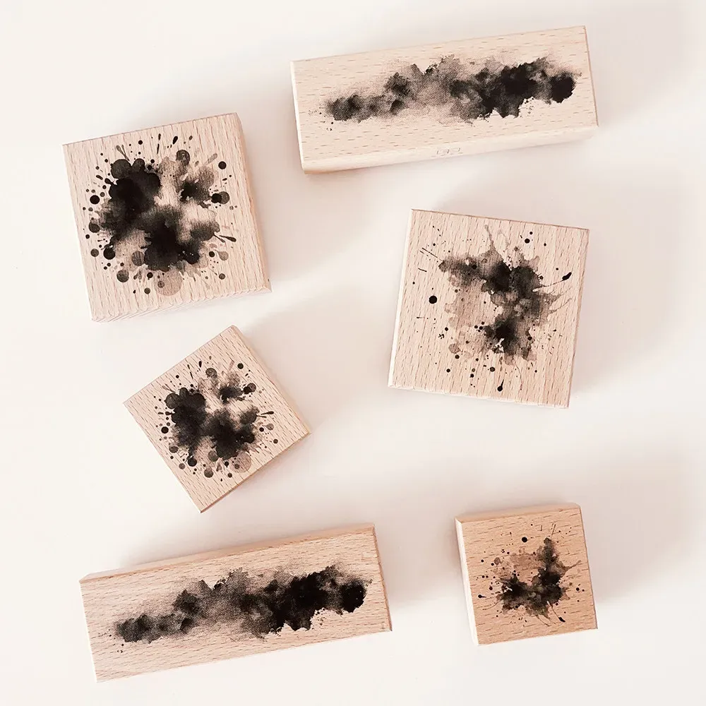 Bold Ink Staining Theme Art Wooden Stamp