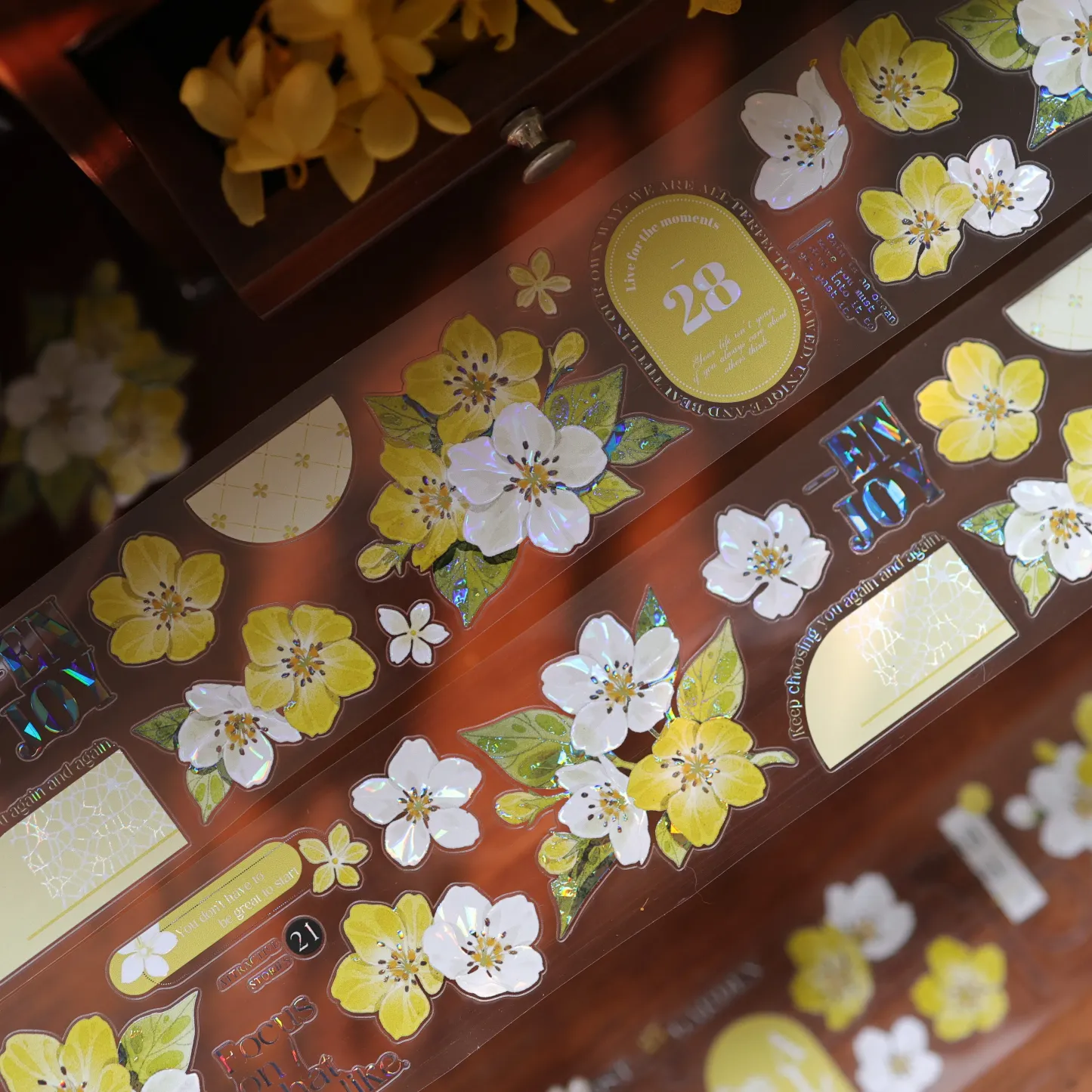 YIER Studio Pre-cut Yellow Pear blossoms PET Tape 2.17*236.22 inch