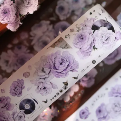 YIER Studio Pre-cut Purple flowers PET Tape 2.36*196.85 inch