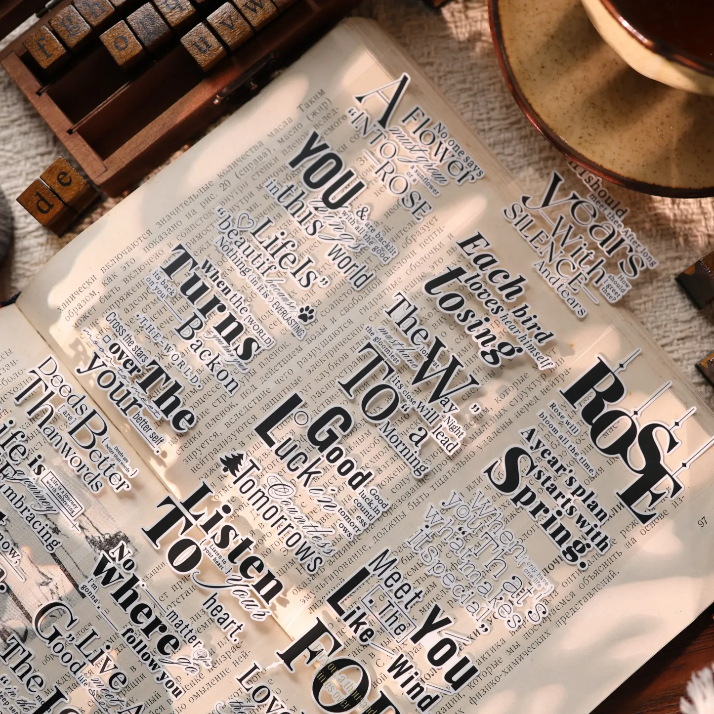 YIER Studio Pre-cut English phrases PET Tape 2.17*118.11 inch