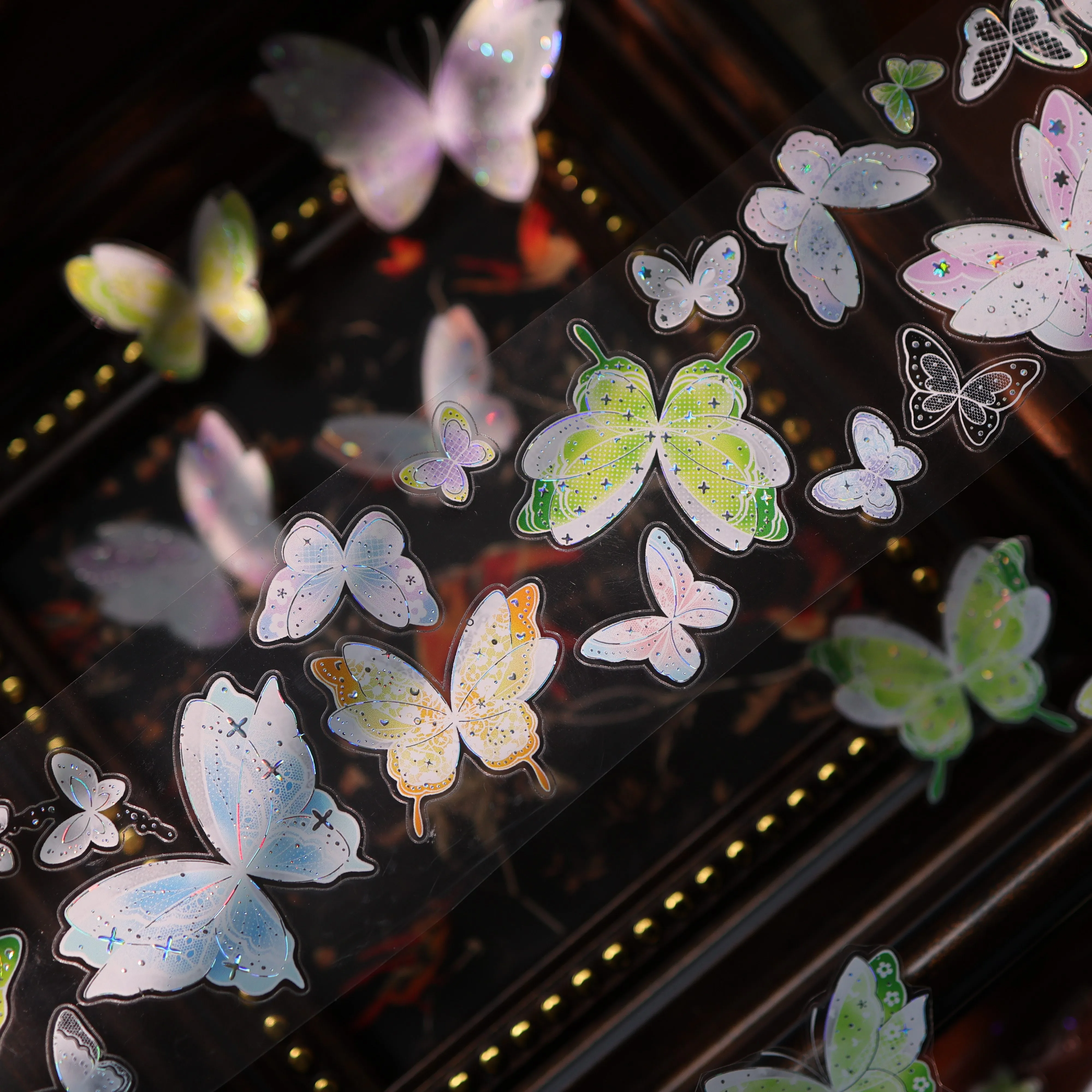 YIER Studio Pre-cut Dreamlike Butterfly PET Tape 2.17*196.85 inch