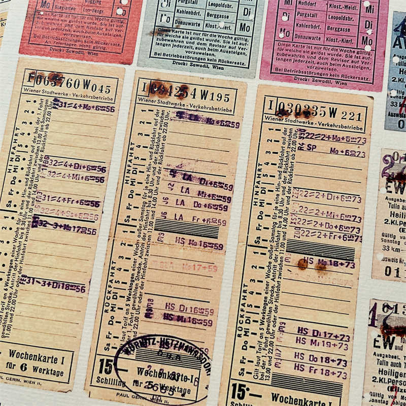 4Sheet/Pack Vintage Distressed Ticket Label Scrapbook A4 Background Material Paper