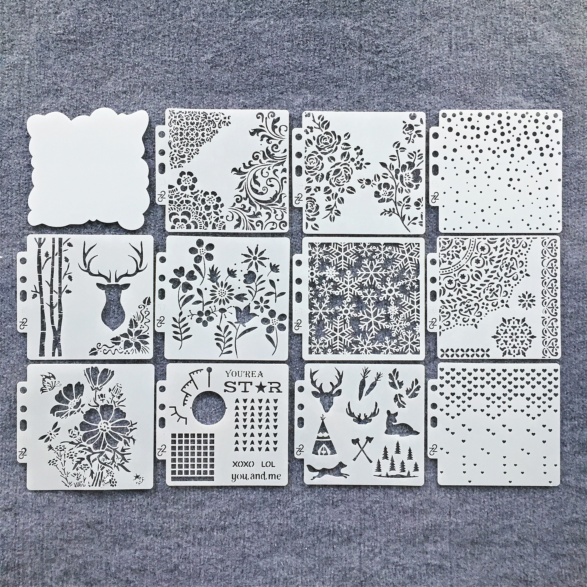 1Pc Cloud, Snowflake, Floral, Deer Elements Scrapbook Hollow Stencil Template