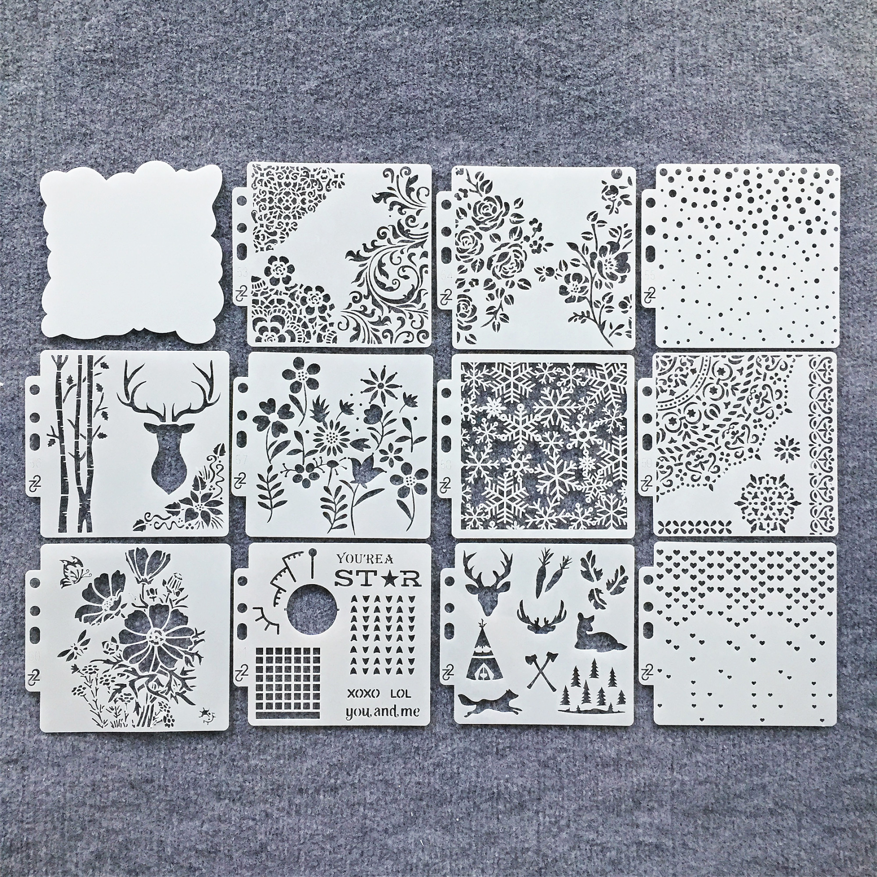 1Pc Cloud, Snowflake, Floral, Deer Elements Scrapbook Hollow Stencil Template