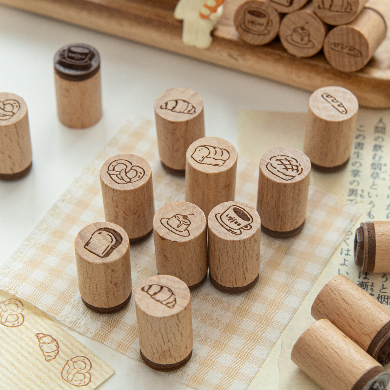 Cute coffee bread Rubber Wood Stamps