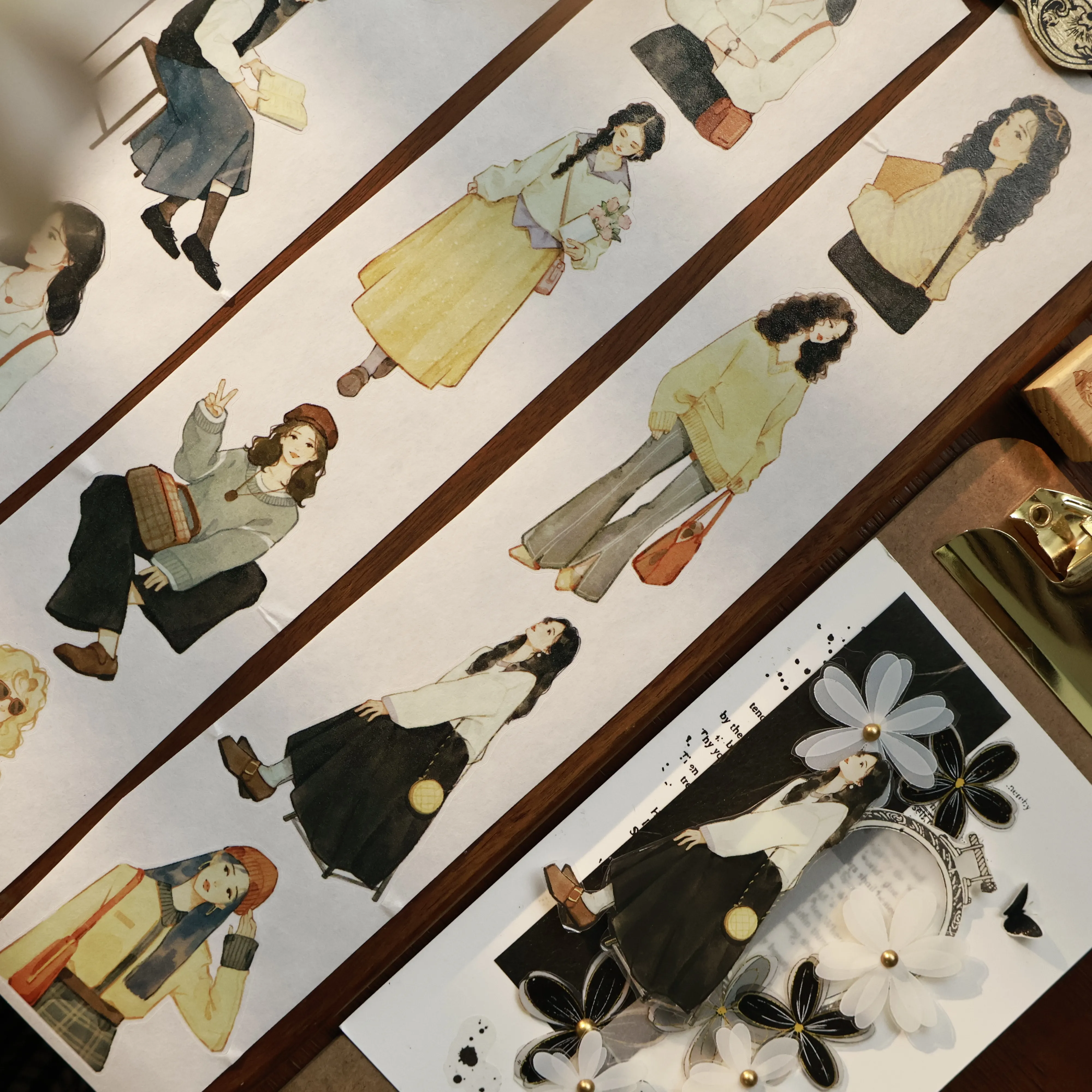 YIER Studio Retro Girl Washi PET Tape 2.17 * 78.74 inch