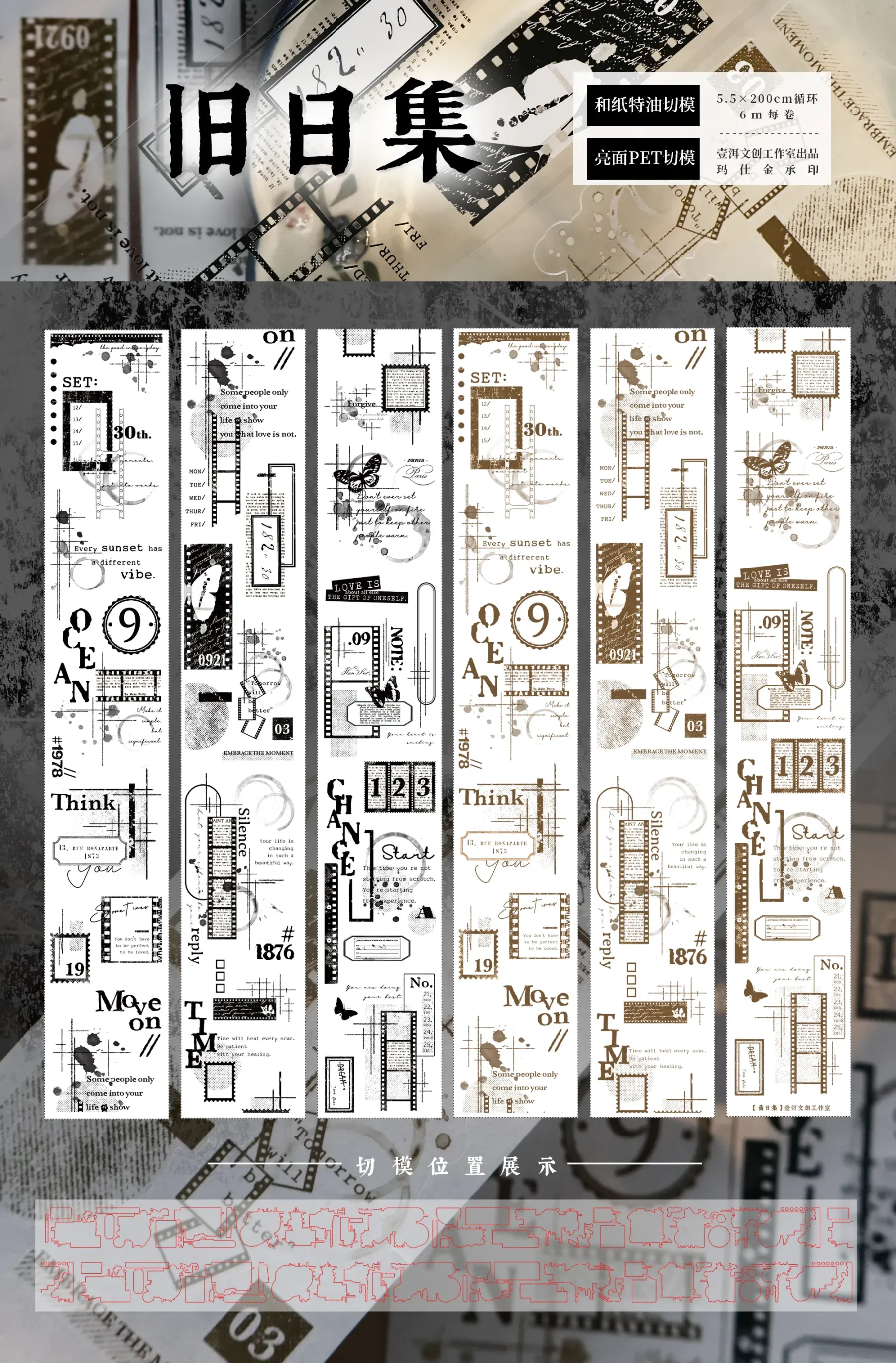 YIER Studio Retro Frame Washi PET Tape 2.17 * 78.74 inch