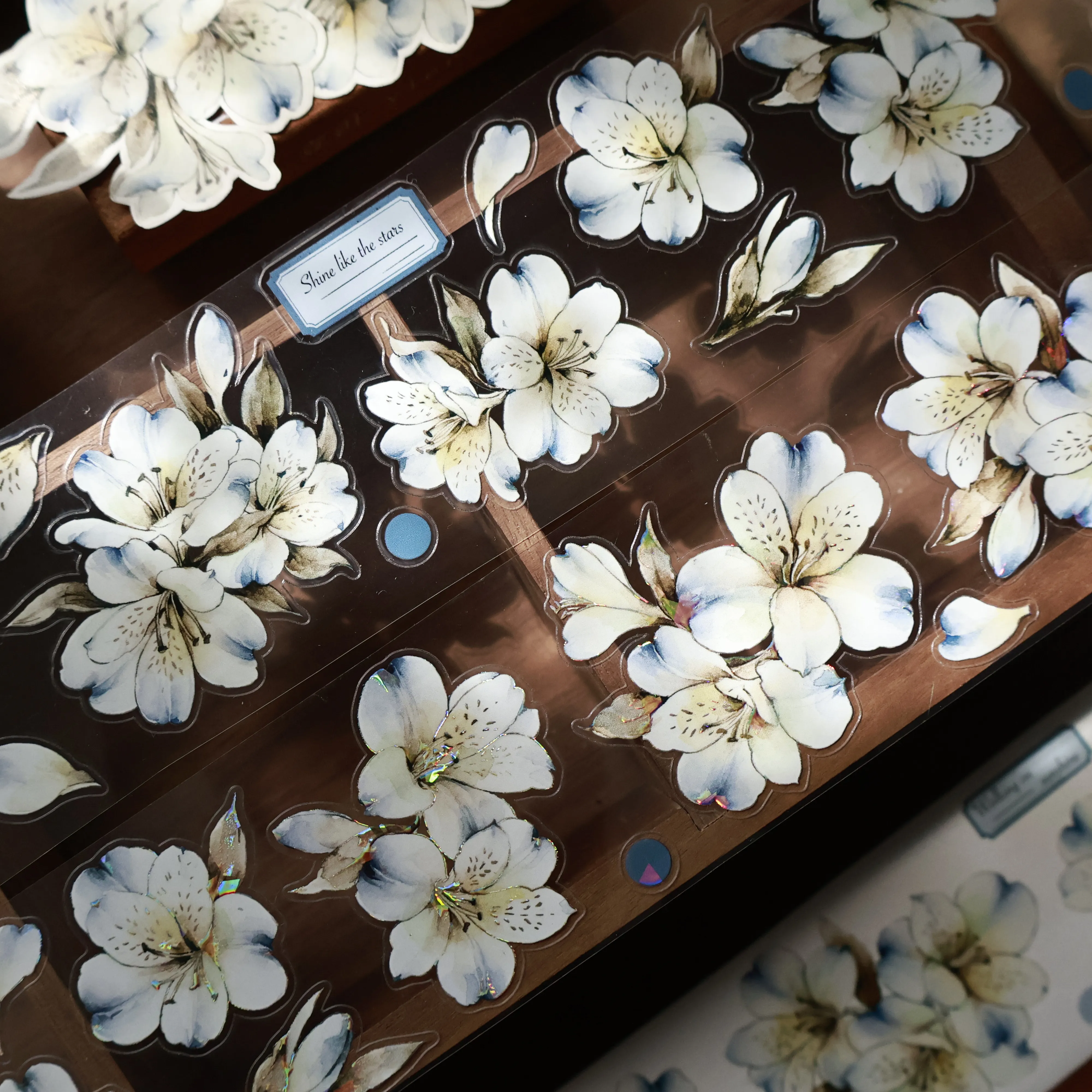 YIER Studio White flowers Washi PET Tape 2.17 * 78.74 inch