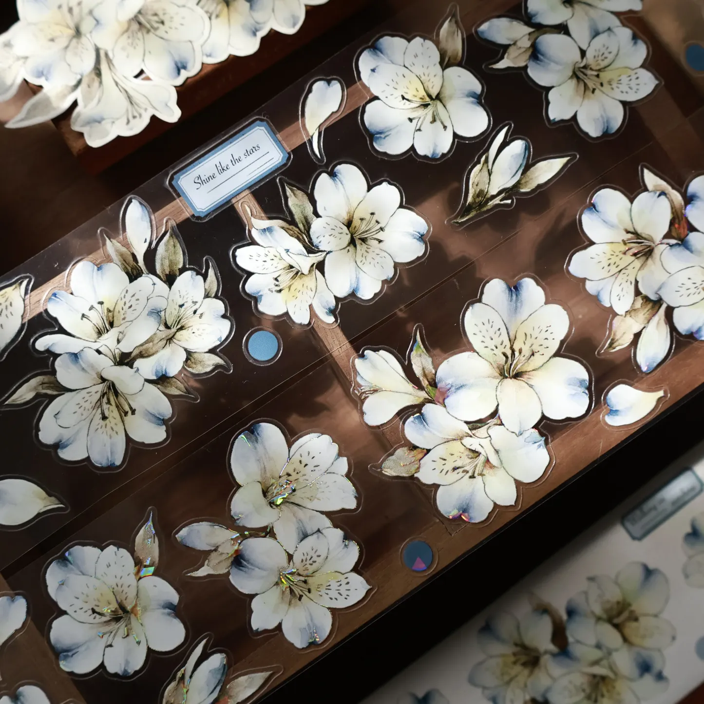 YIER Studio White flowers Washi PET Tape 2.17 * 78.74 inch