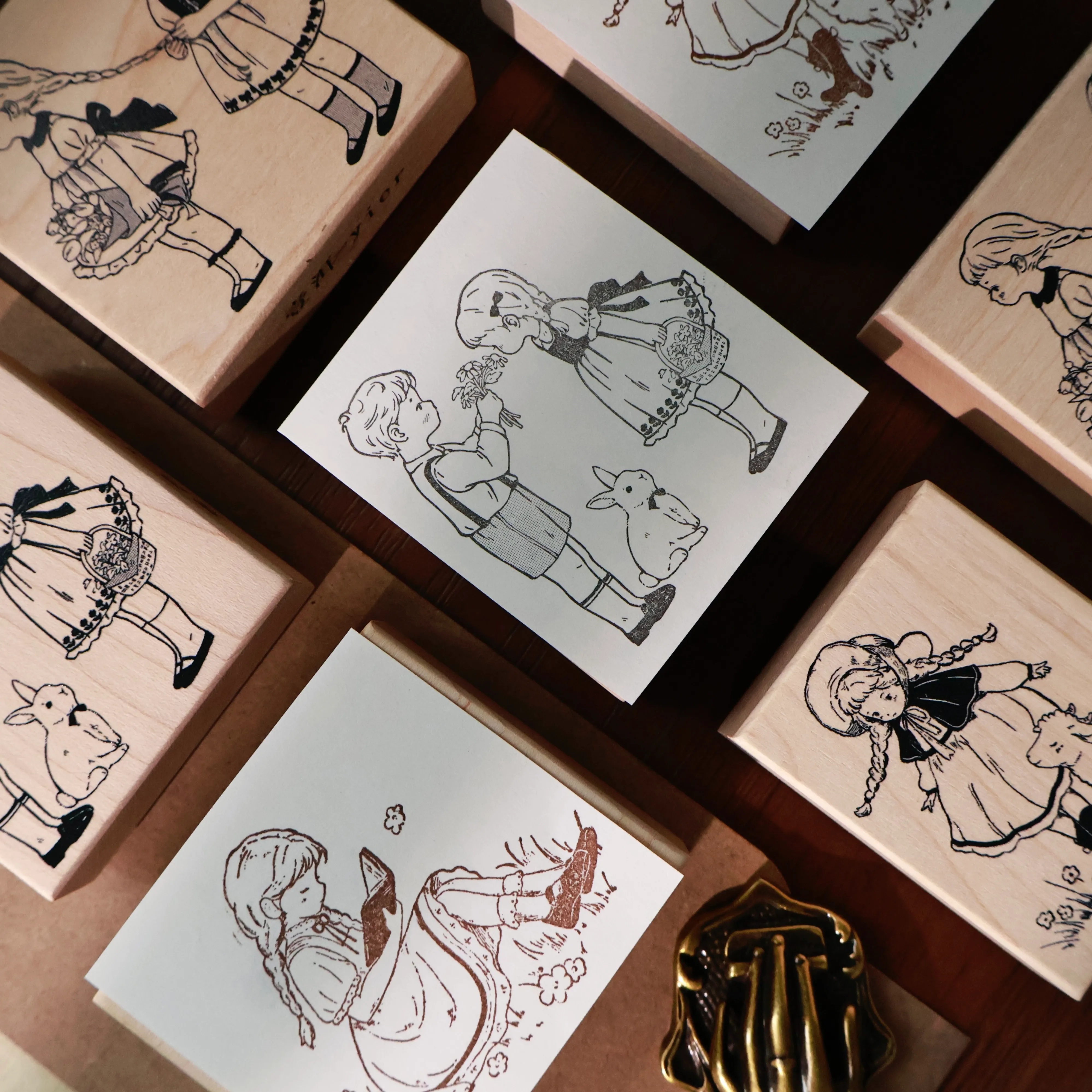YIER Studio Cute girl Wood Stamp