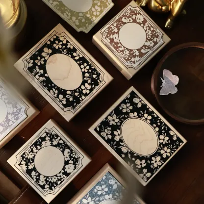 YIER Studio Flower Frame Wood Stamp