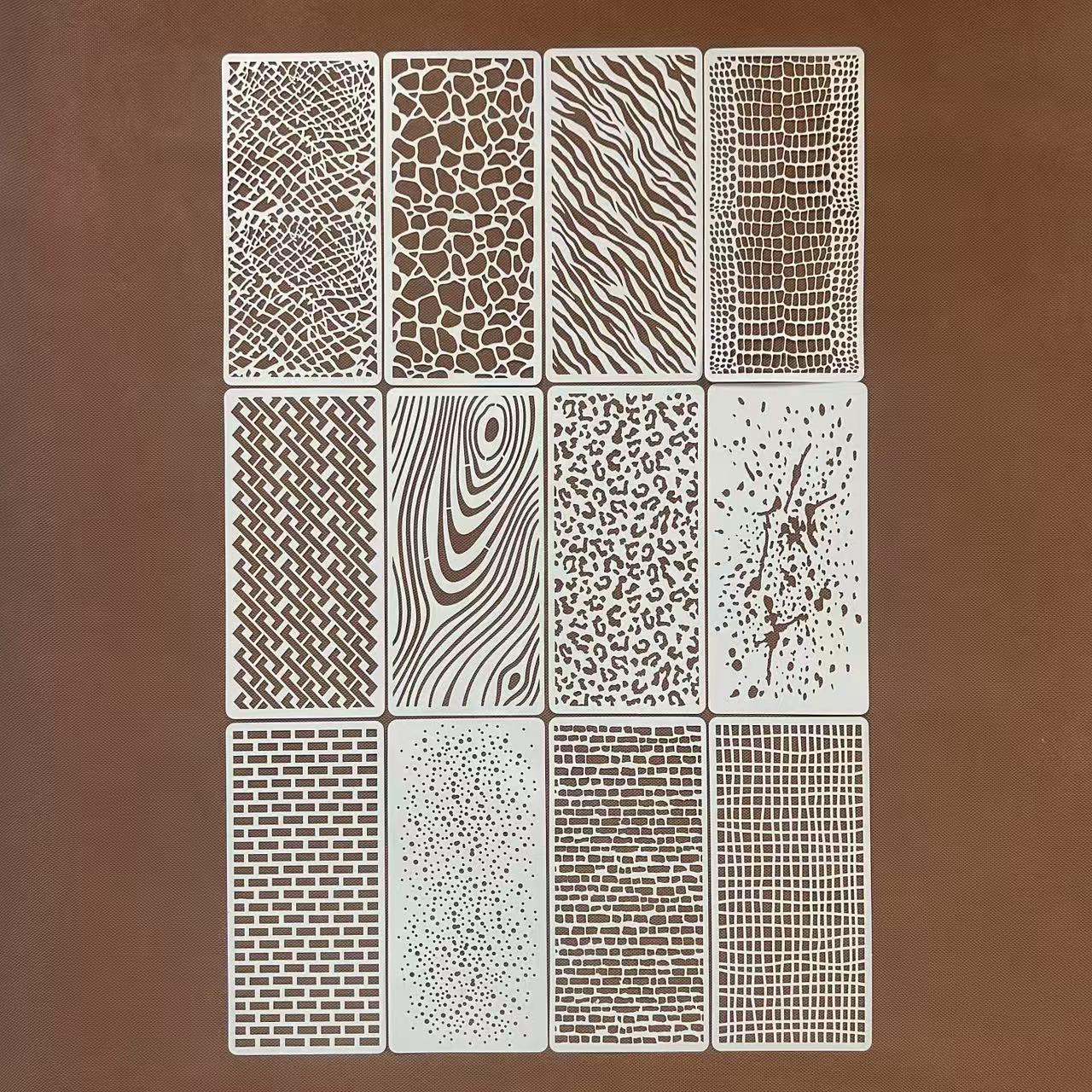 12Pcs Wood Texture on the Wall Stencils 8.66*4.13 inch