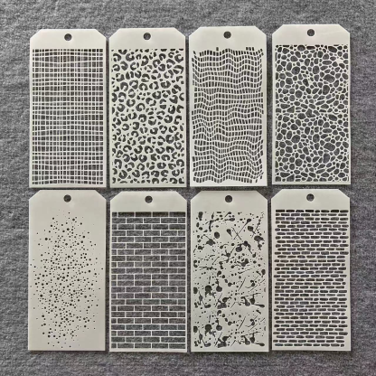 8Pcs Texture Wall Stencils 8.66*4.13 inch