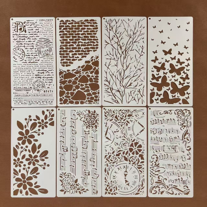 8Pcs Texture Tree branches flowers Stencils 8.66*4.13 inch