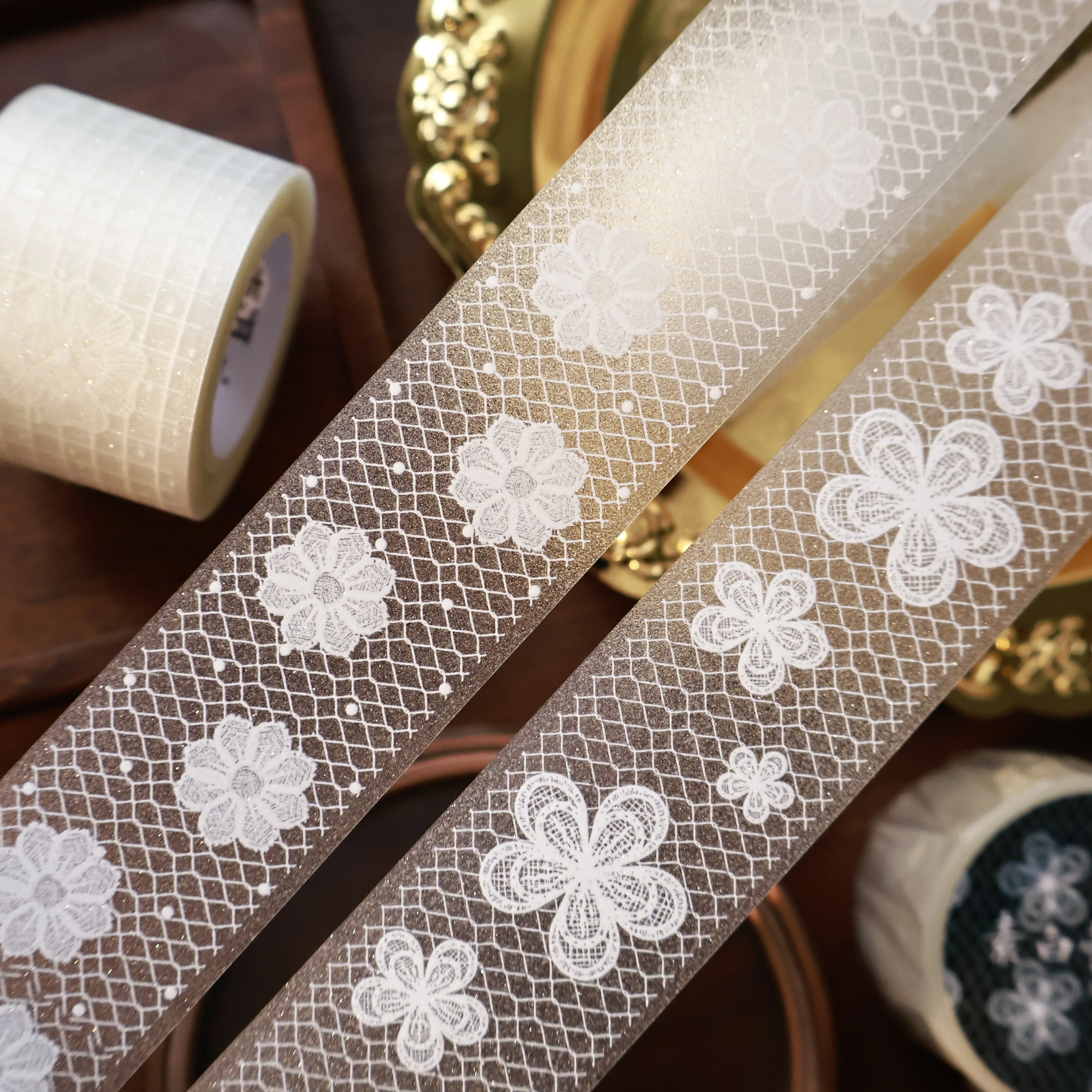 YIER Studio White lace-themed frosted PET 28mm*300cm