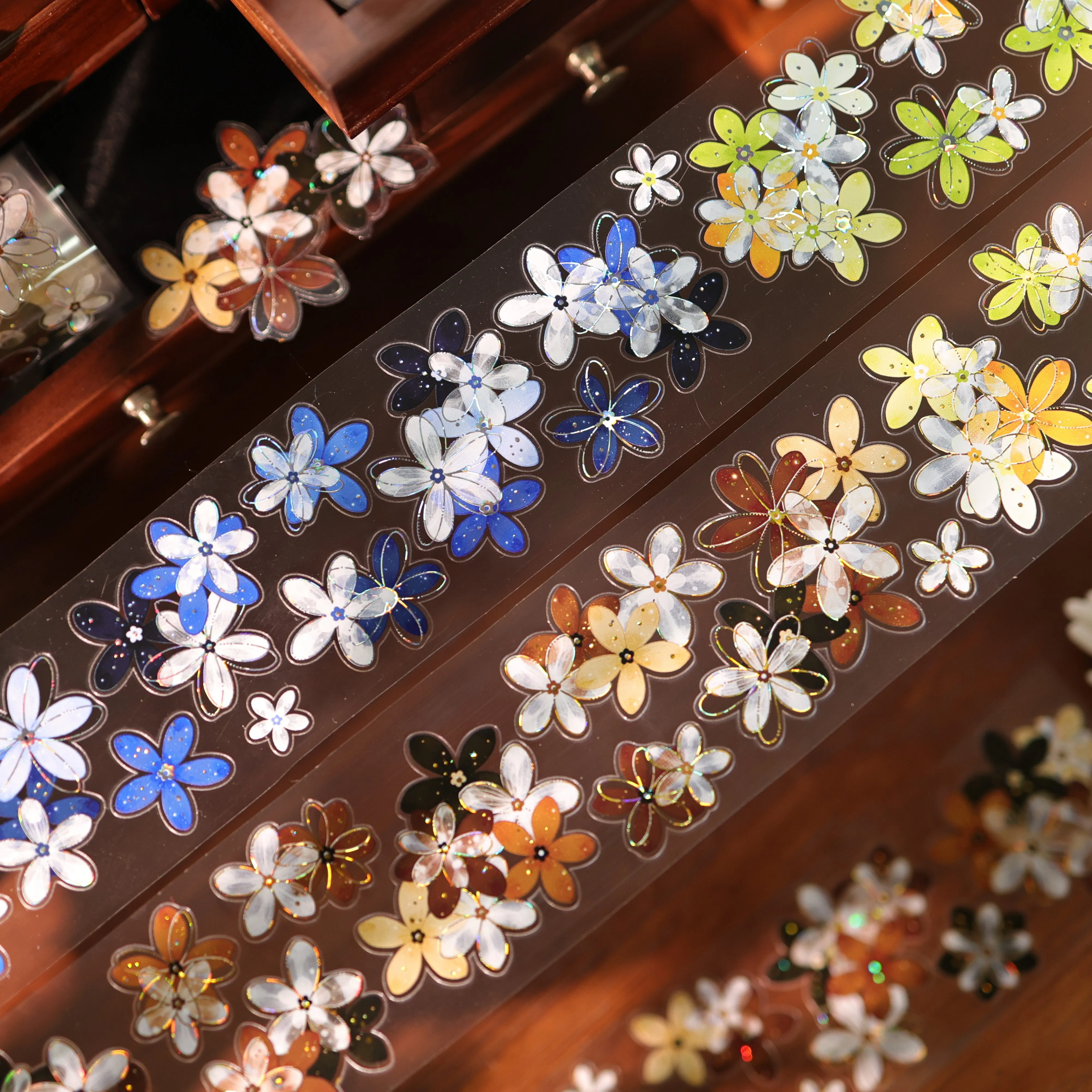 YIER Studio Pre-cut Small flowers PET Tape 2.17*196.85 inch