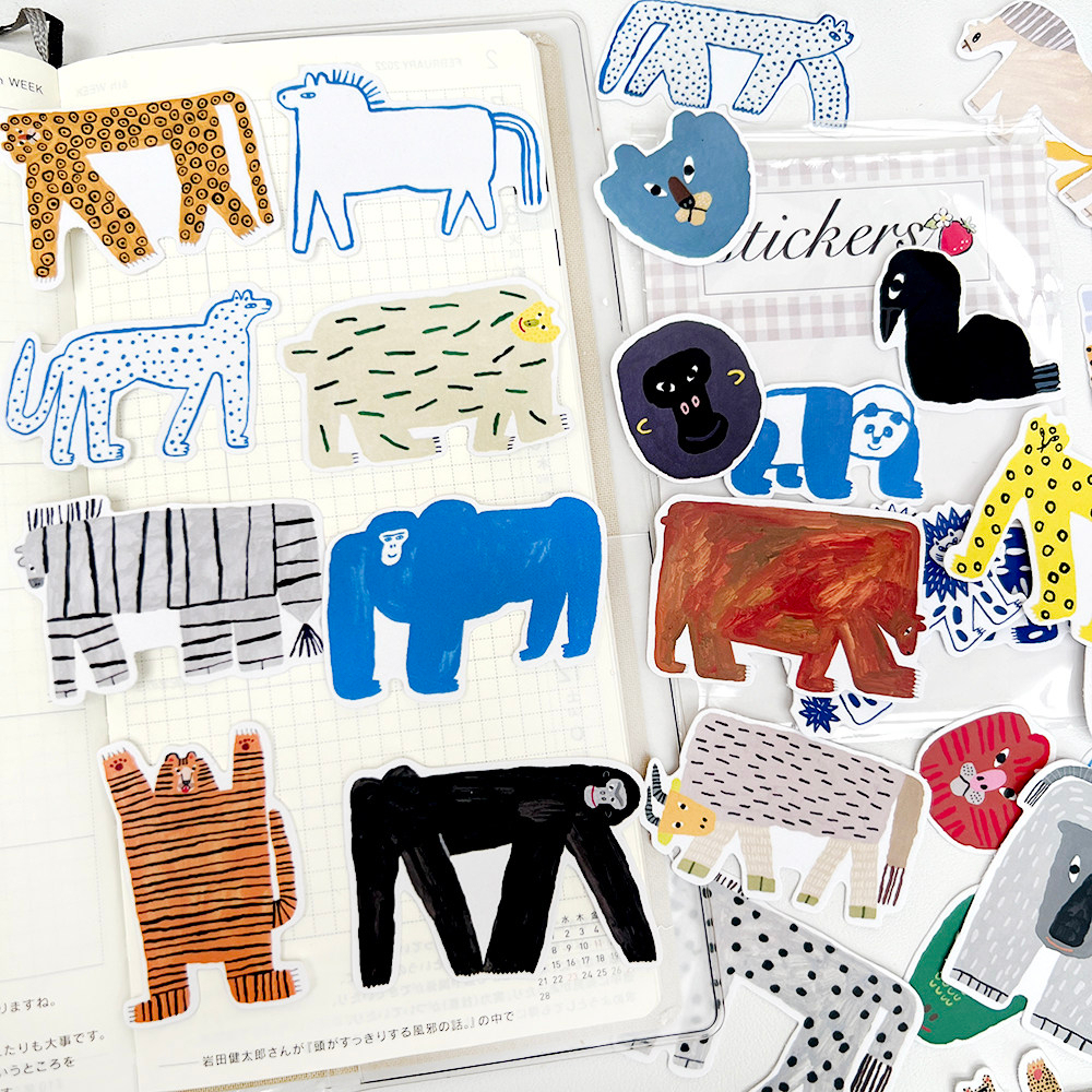 Cute Cartoon Abstract Animal Elements Die-Cut Stickers