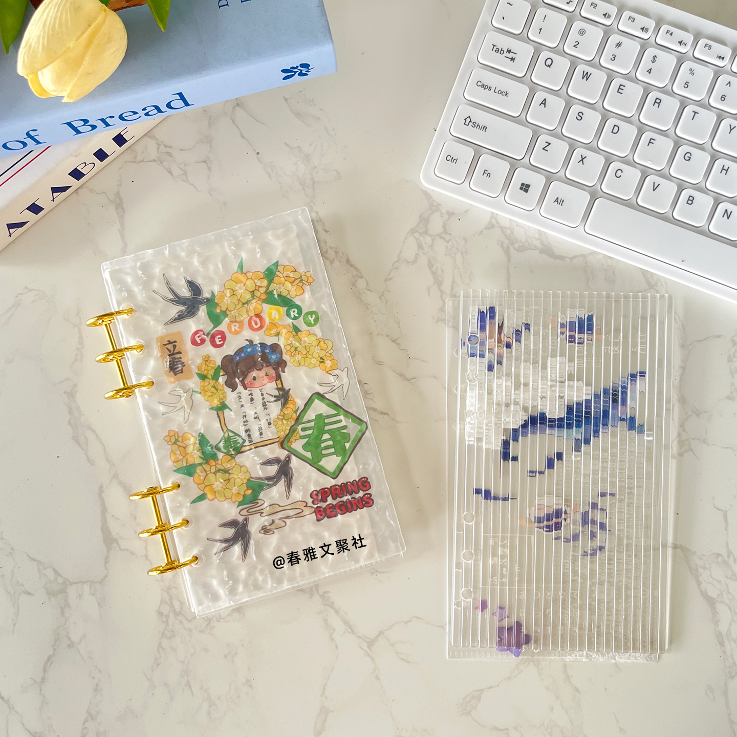 A5 A6 Thick Striped Acrylic Binder with Detachable Cover