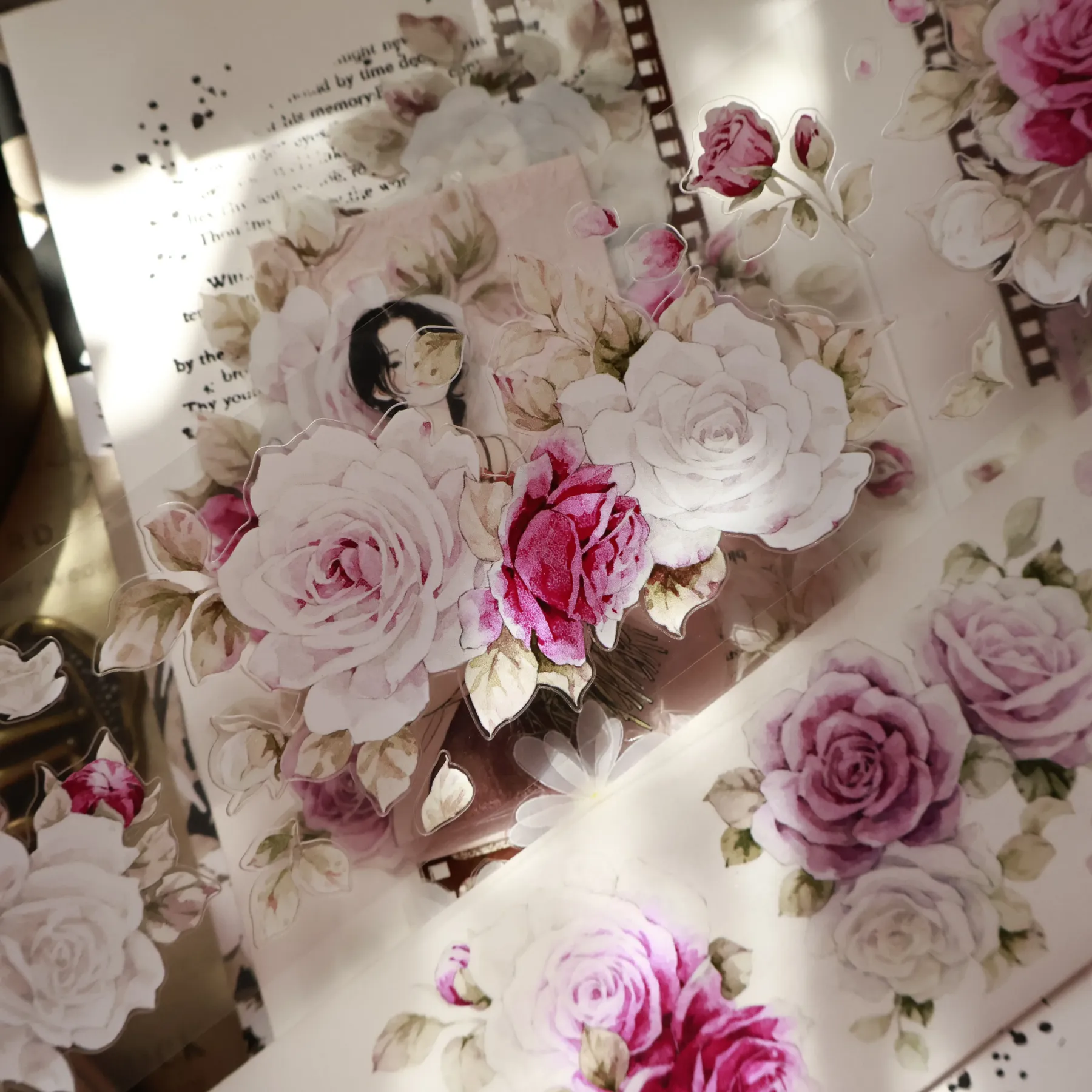 YIER Studio Pinkish-purple flowers Washi PET Tape 2.17*196.85 inch