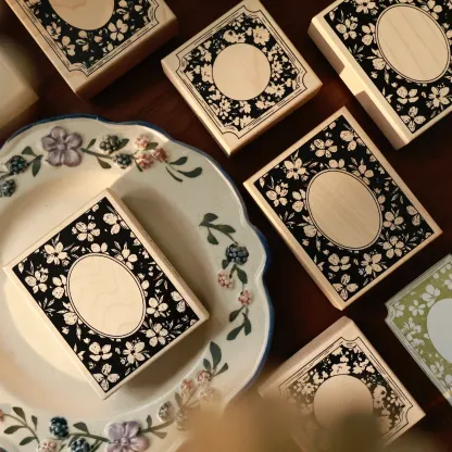 YIER Studio Flower Frame Wood Stamp