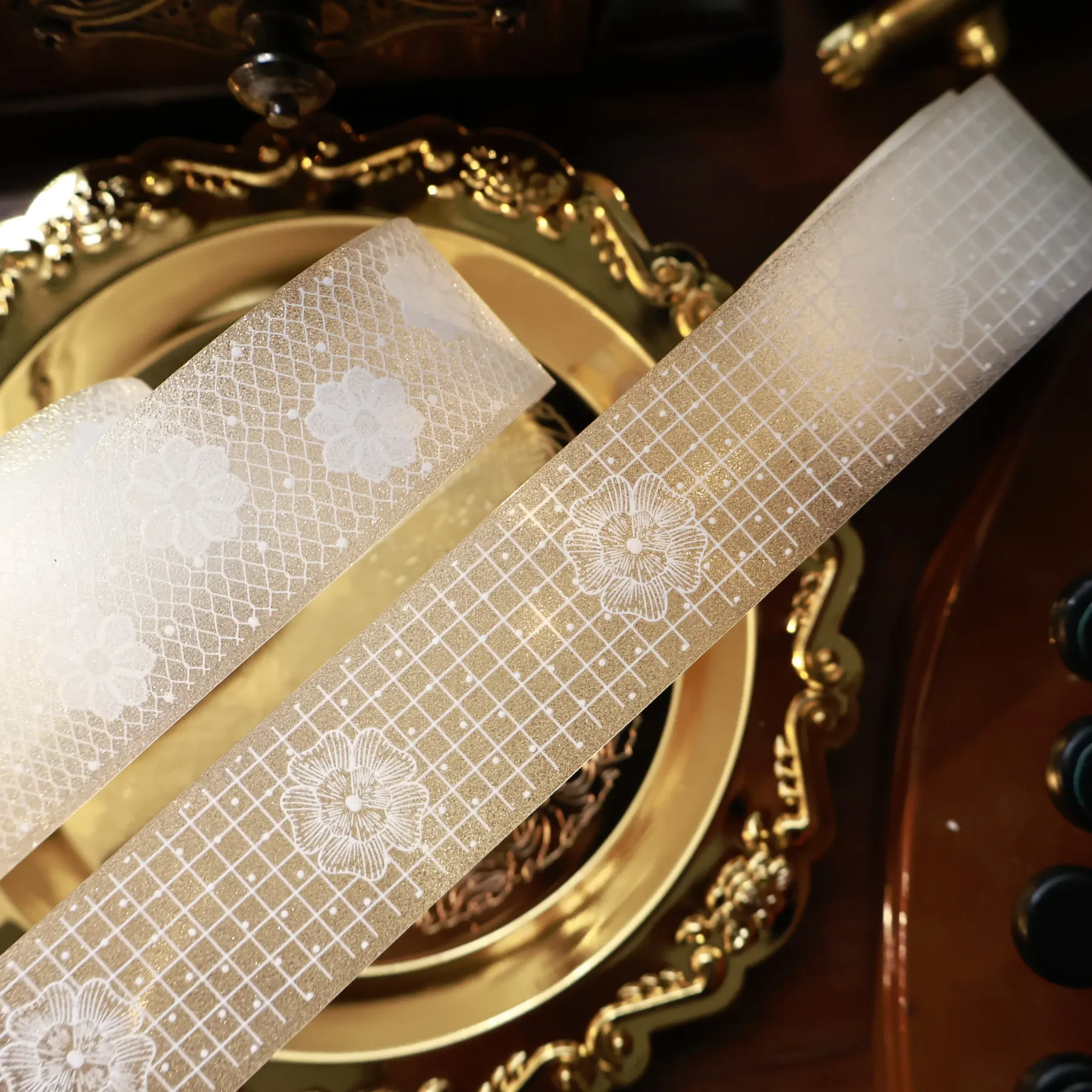 YIER Studio White lace-themed frosted PET 28mm*300cm