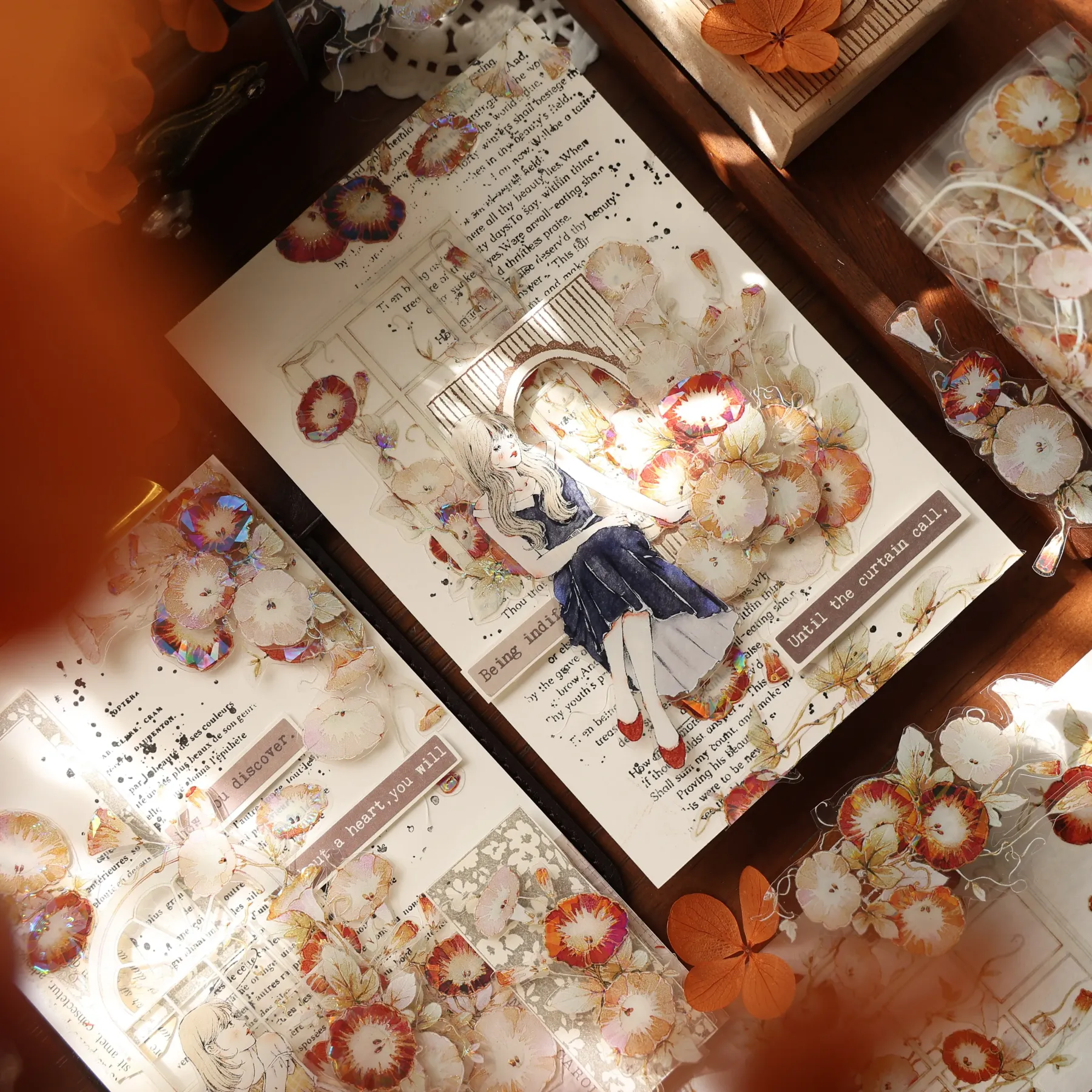 YIER Studio Morning Glory flowers PET Washi Tape 2.56*196.85 inch