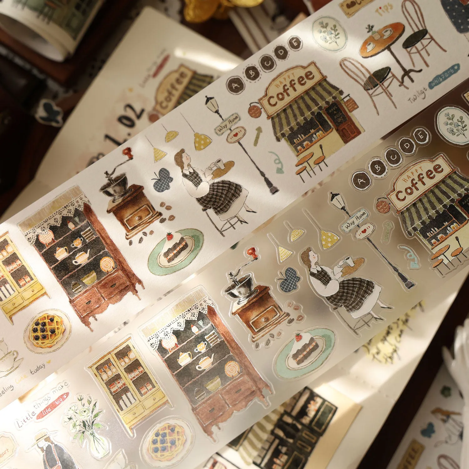 YIER Studio coffee shop Theme PET Washi Tape 2.36*196.85 inch