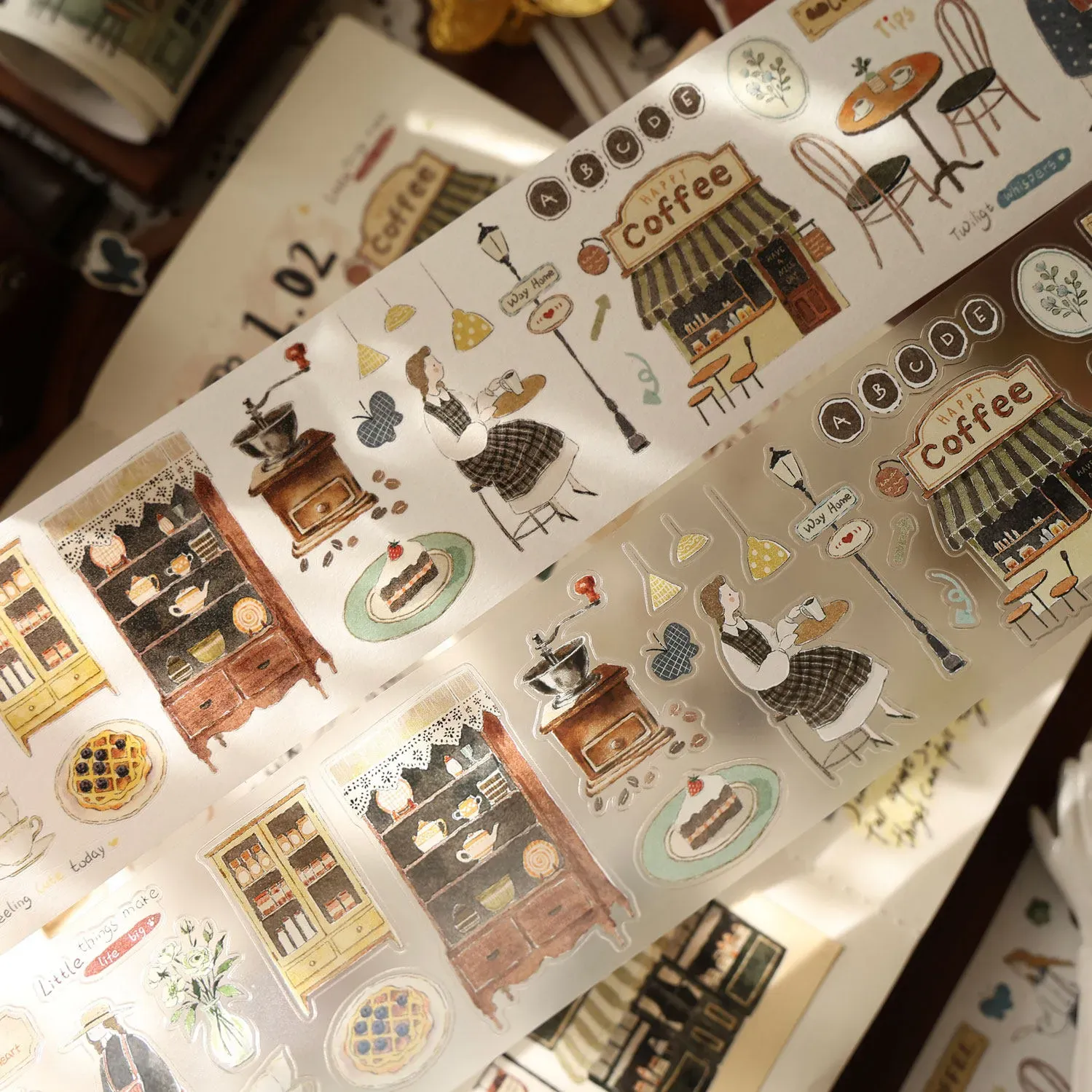 YIER Studio coffee shop Theme PET Washi Tape 2.36*196.85 inch