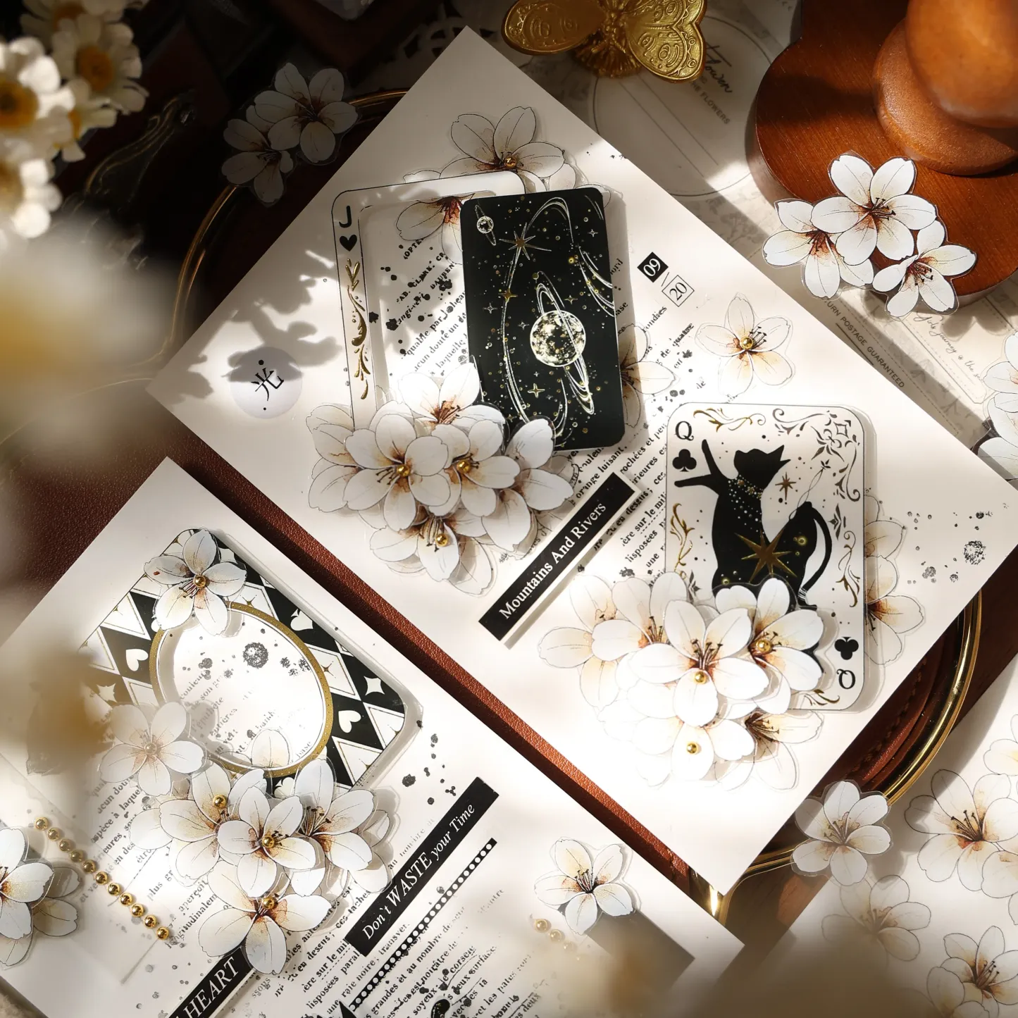 YIER Studio White flowers PET Washi Tape 1.97*196.85 inch