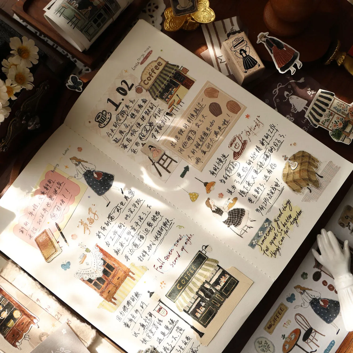 YIER Studio coffee shop Theme PET Washi Tape 2.36*196.85 inch