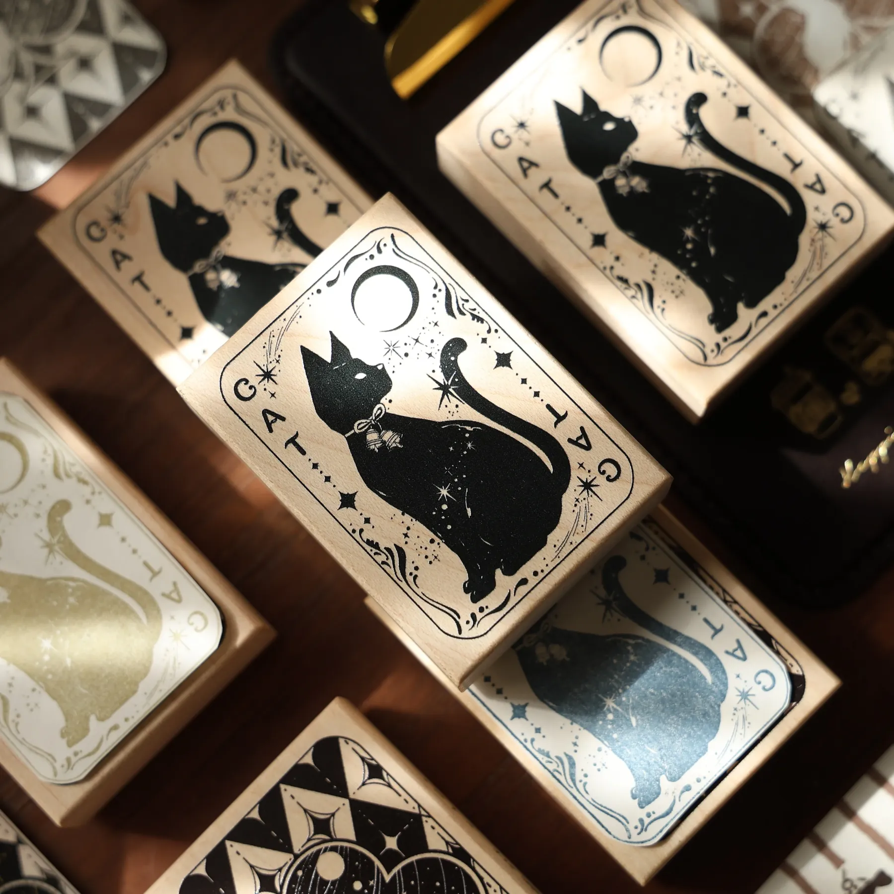 YIER Studio Playing cards Cat Wood Stamp