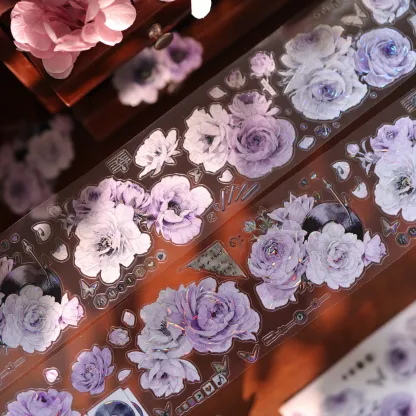 YIER Studio Pre-cut Purple flowers PET Tape 2.36*196.85 inch