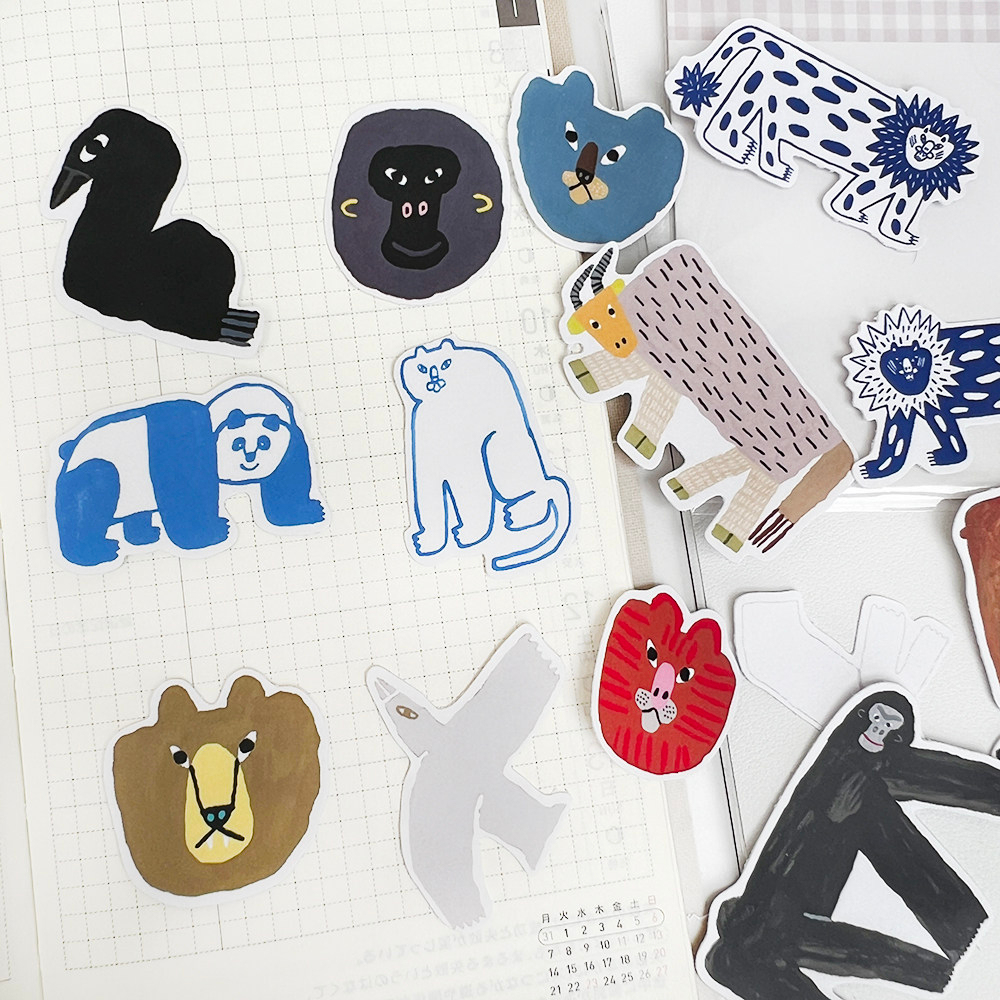 Cute Cartoon Abstract Animal Elements Die-Cut Stickers