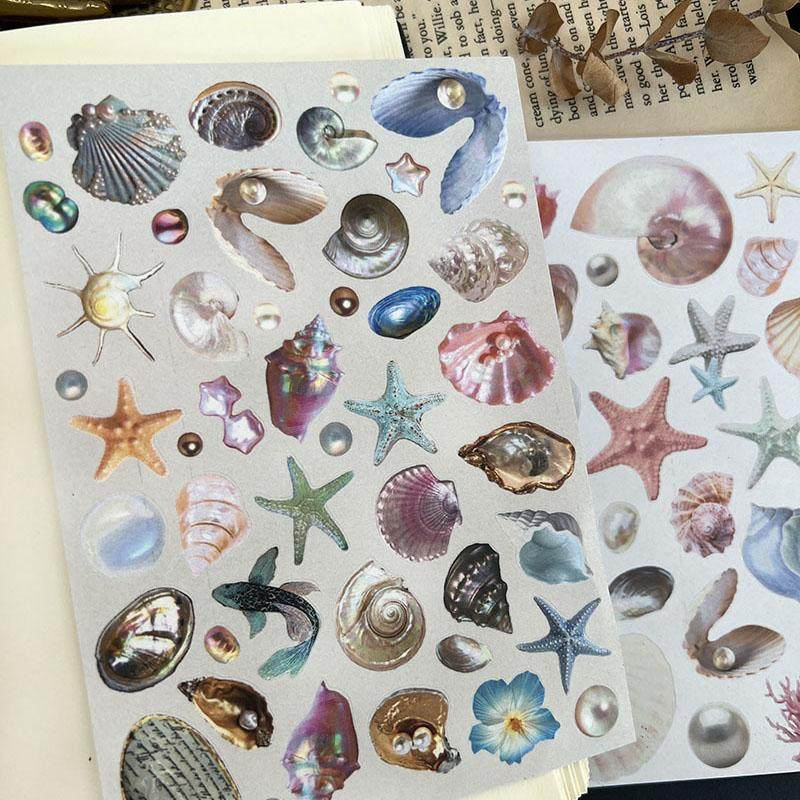 Holographic Pearl Seashell Marine Elements Stickers