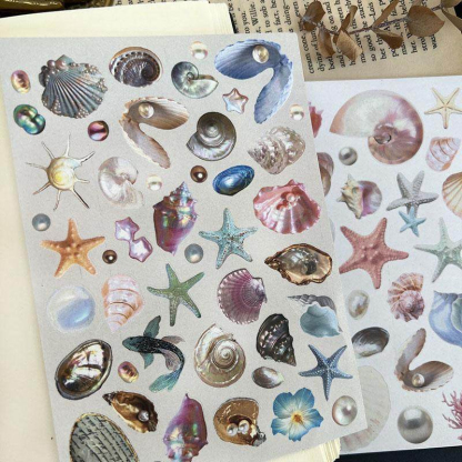 Holographic Pearl Seashell Marine Elements Stickers