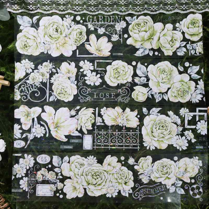 OKMT Studio Vintage Green Purple Brown Floral PET Tape