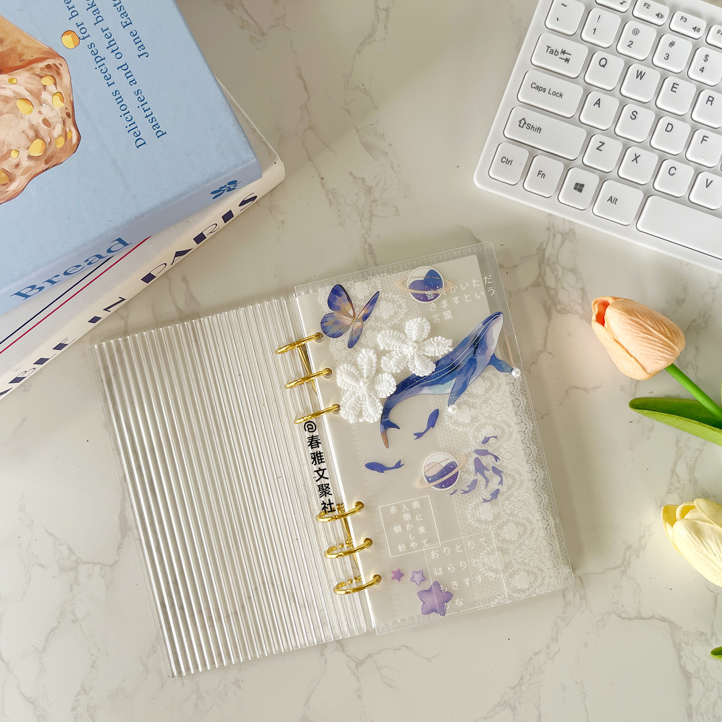 A5 A6 Thick Striped Acrylic Binder with Detachable Cover