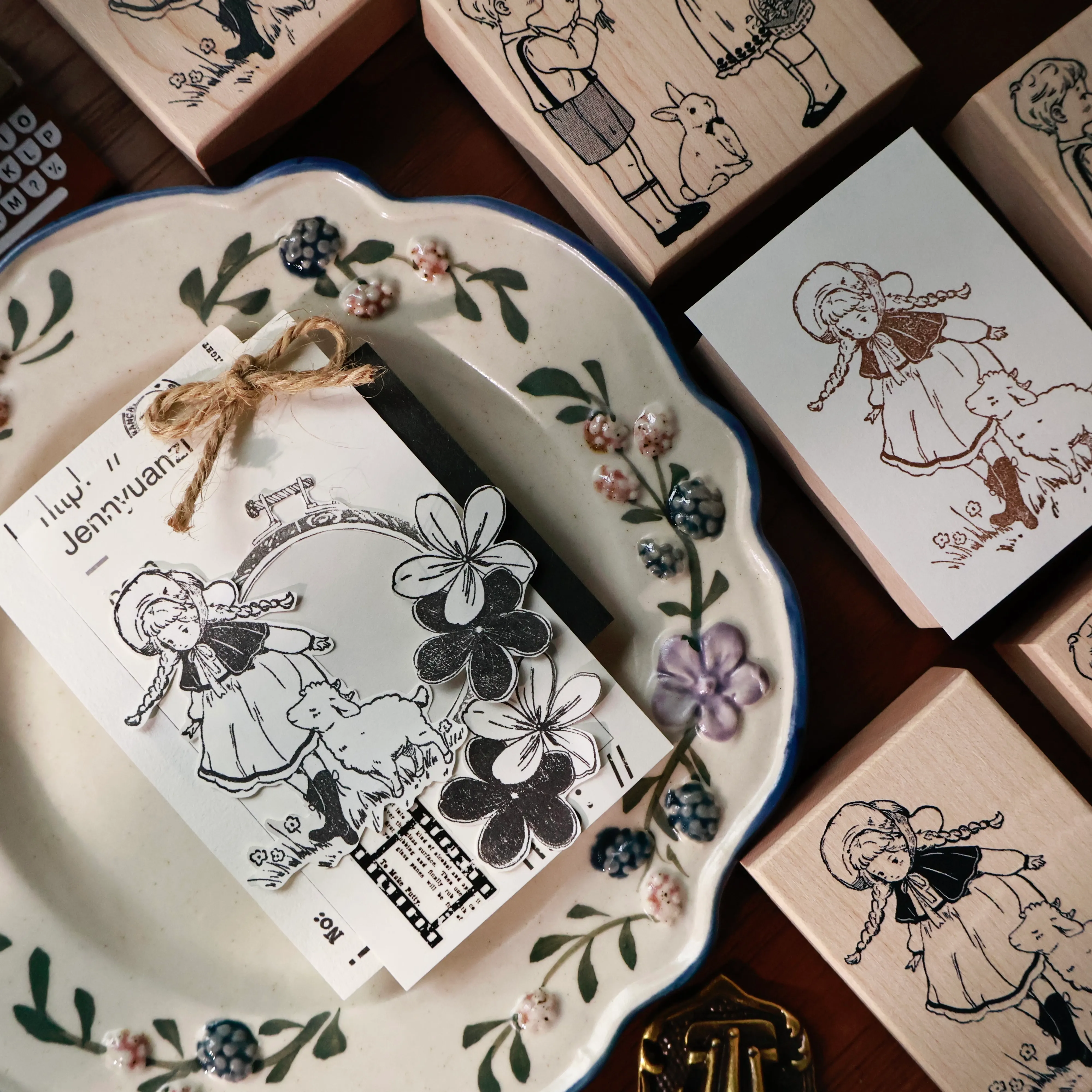 YIER Studio Cute girl Wood Stamp