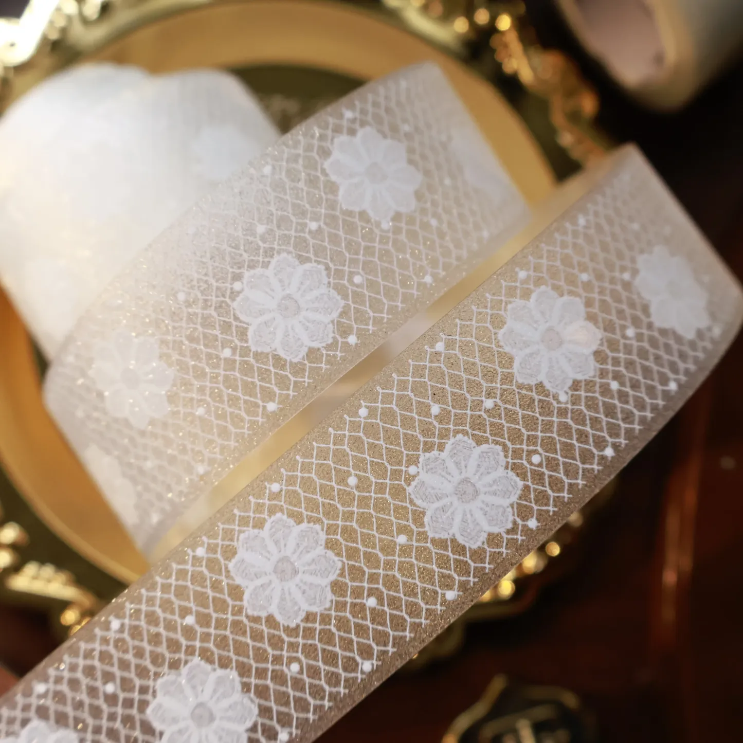 YIER Studio White lace-themed frosted PET 28mm*300cm