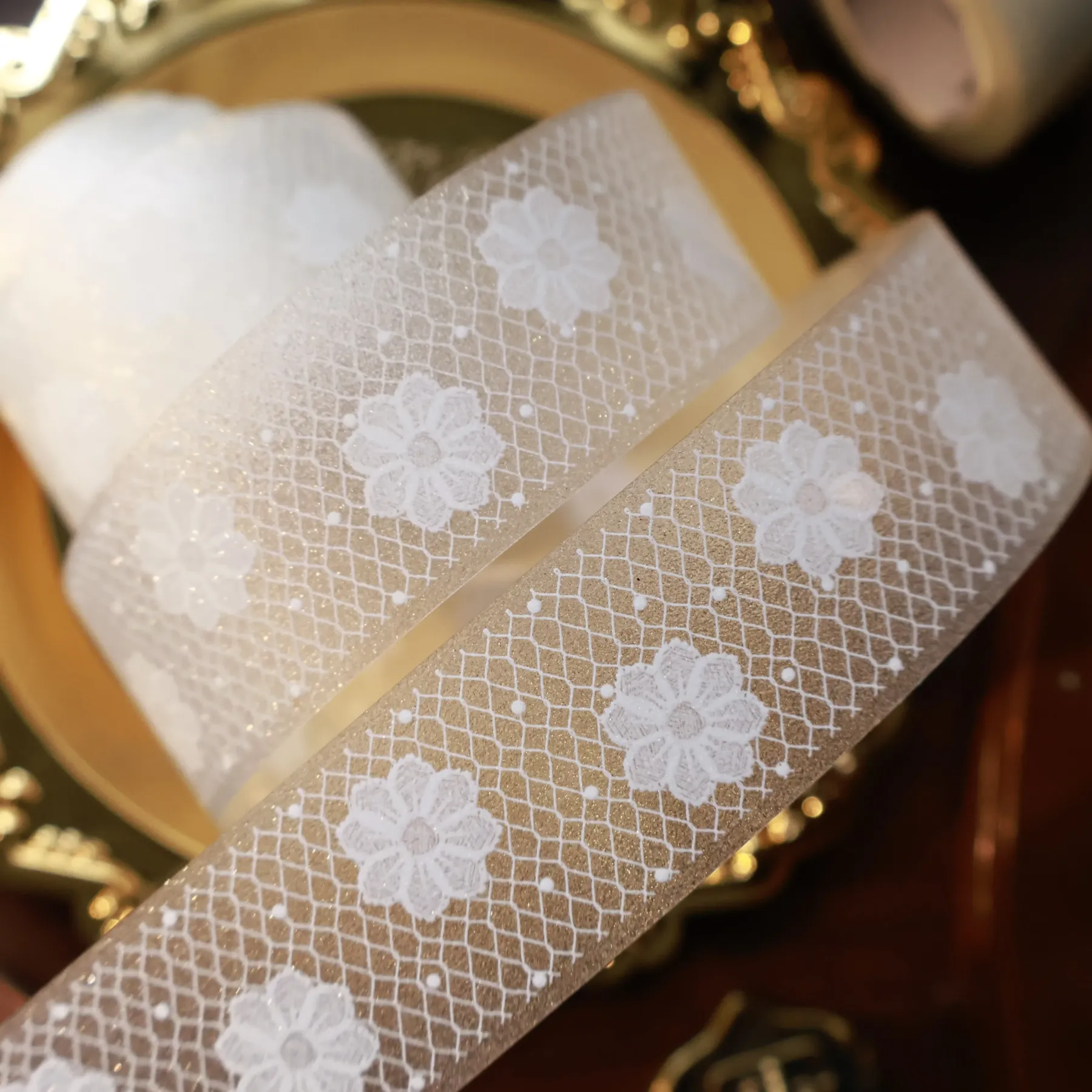 YIER Studio White lace-themed frosted PET 28mm*300cm