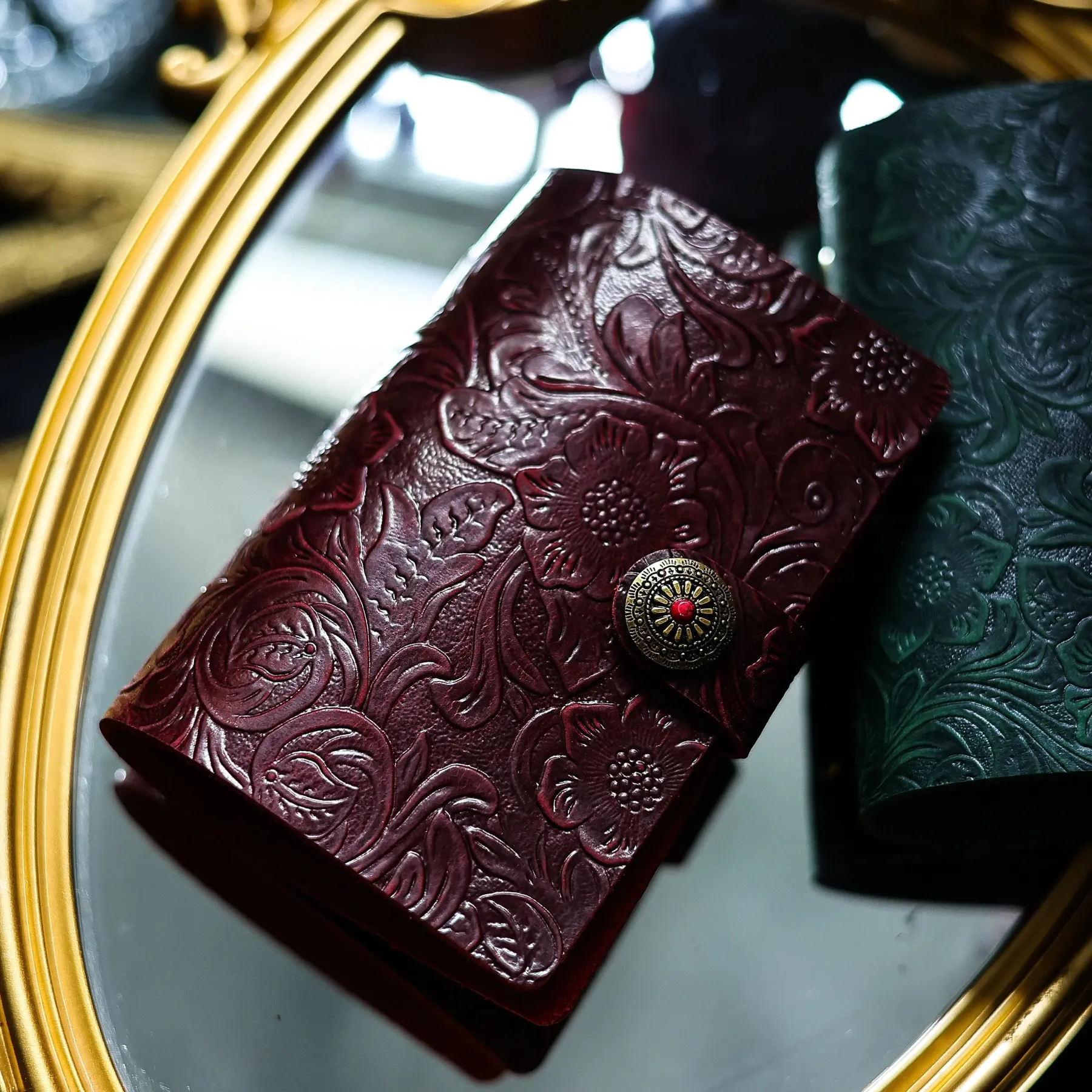 Vintage Genuine Leather M5 Ring Binder Notebook | Pocket Size Refillable Journal with 90 Blank Sheets