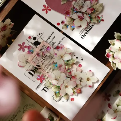 YIER Studio Pink Crabapple blossoms Washi PET Tape 2.17 * 78.74 inch