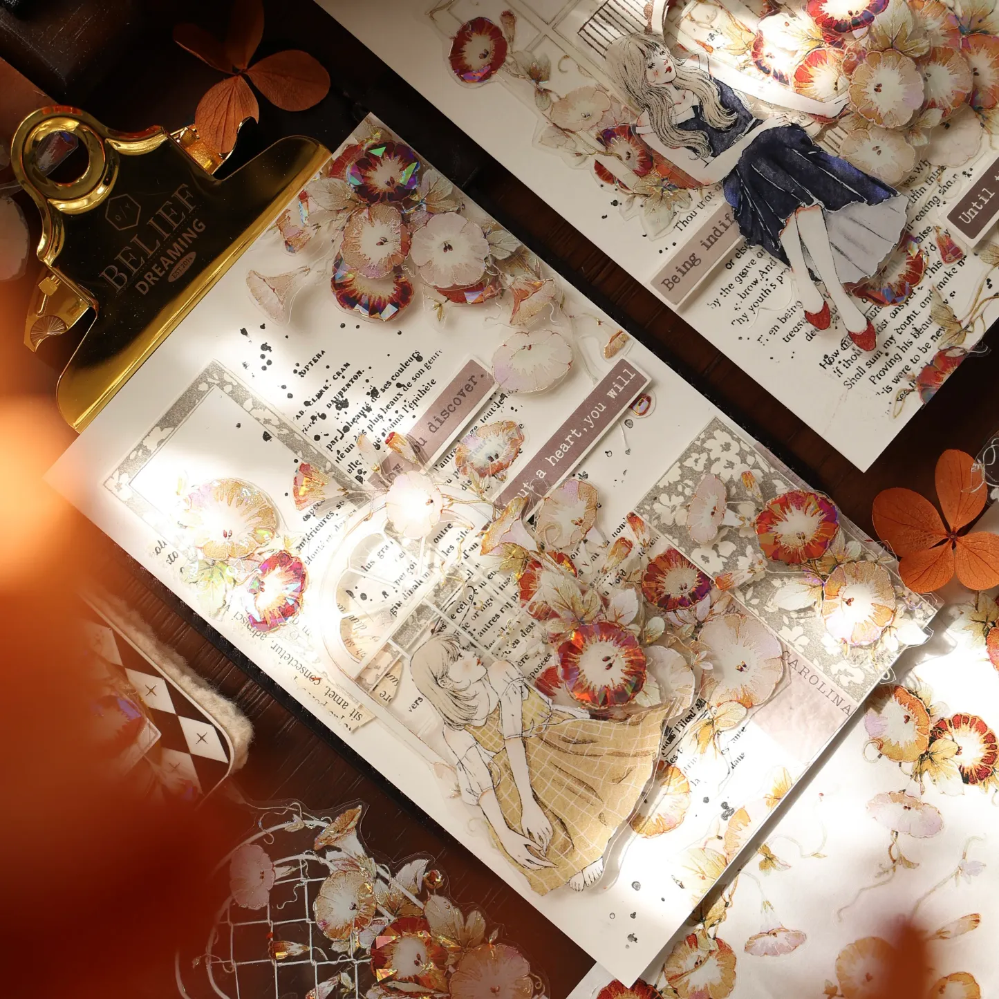 YIER Studio Morning Glory flowers PET Washi Tape 2.56*196.85 inch