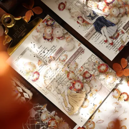 YIER Studio Morning Glory flowers PET Washi Tape 2.56*196.85 inch