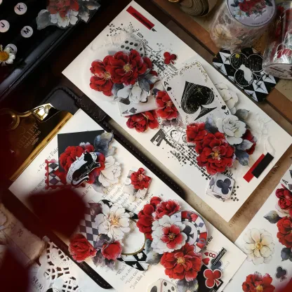 YIER Studio Red playing cards flowers PET Washi Tape 2.36*196.85 inch