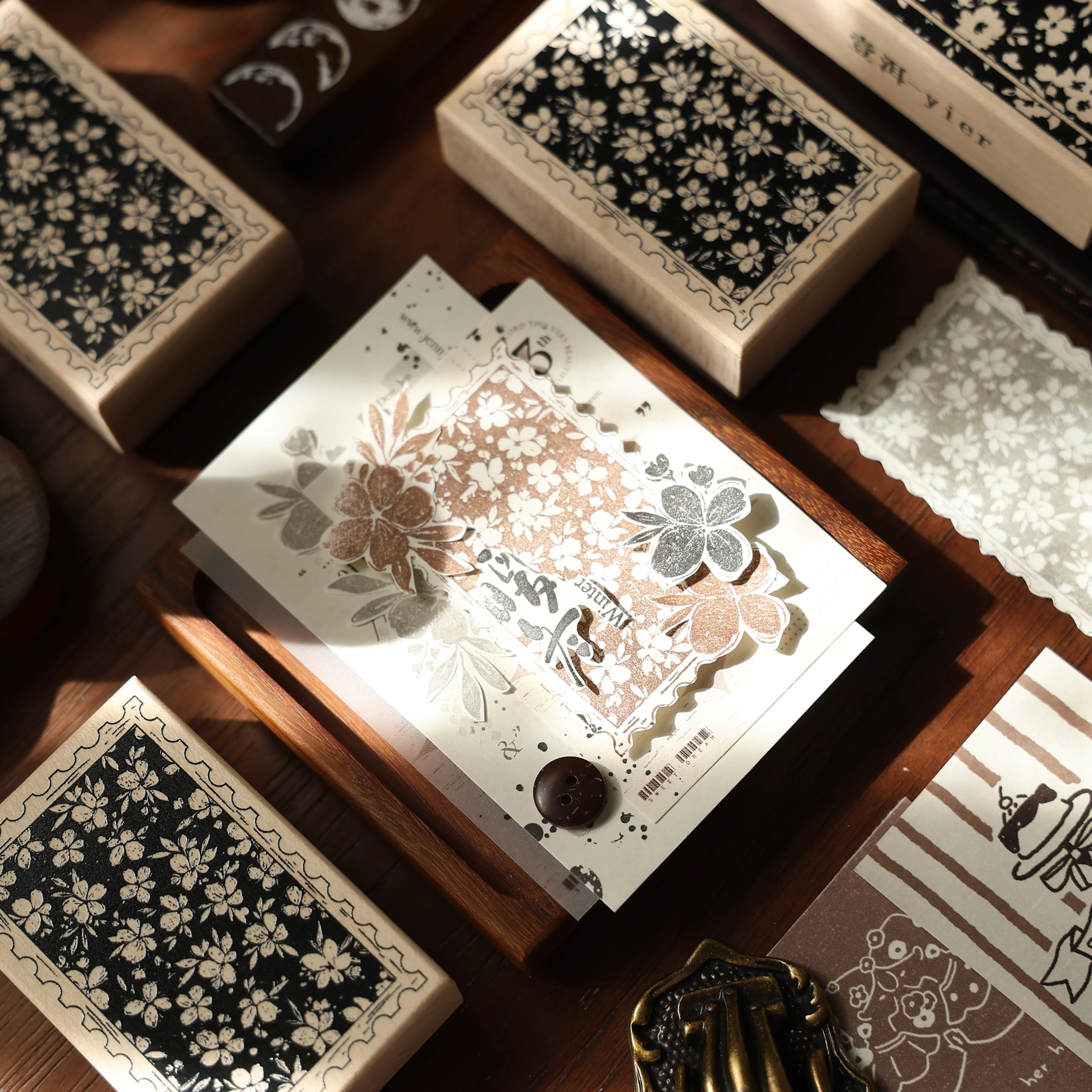 YIER Studio Floral Wood Stamp
