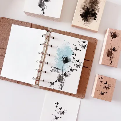 Watercolor stains ink stains Theme Art Wooden Stamp